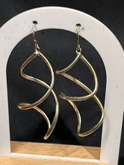VINTAGE SILVER TONE SPRIAL DANGLE Fashion EARRINGS 2.75” 1990s Y2K Era
