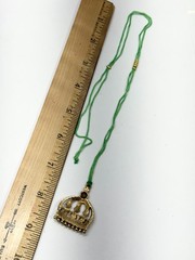 Vintage rhinestone crown green pendant necklace