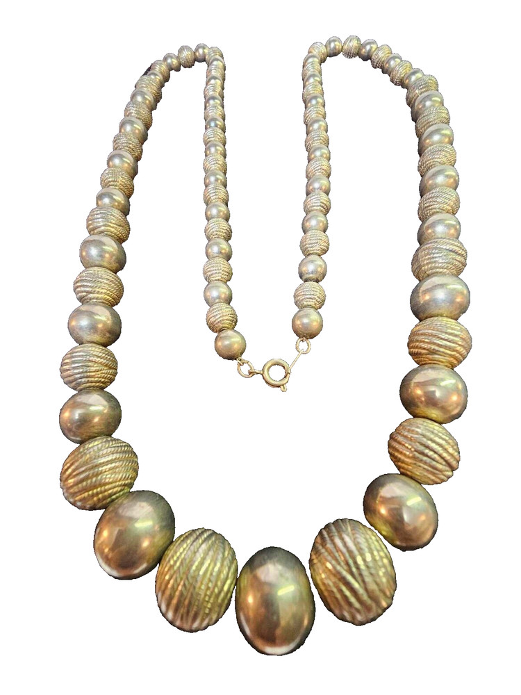 Vtg Silvertone Graduated Ball Beaded Chain Necklace 29in”- S29