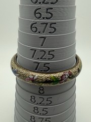 Vintage Cloisonné Medium Cream Flowers Floral Bangle 7.75 “Bracelet 0.5” Wide