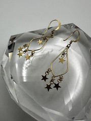 Vintage Gold Over Sterling Star Dangle Earrings 4.5cm JB7