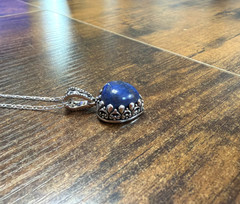 Vintage 925 Sterling Silver Lapis Lazuli Pendant Necklace 18″ Excellent Cond.