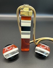 Designer Vintage! 1970s Lanvin Paris Mod Lucite Necklace &clip back earrings set