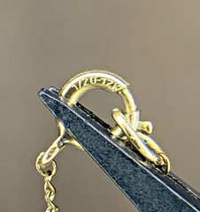 VINTAGE 12K GF Opal Pendant Necklace Bamboo Frame Gold Filled 22in Chain