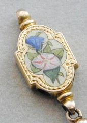 Exquisite LG Victorian Slide Charm Hand Painted Enamel Both Sides Tassels Low Kt