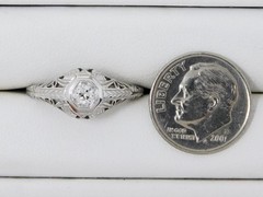 18k White Gold ART DECO 1930’s Solitaire Diamond Engagement Ring Sz 6.75+ B9185