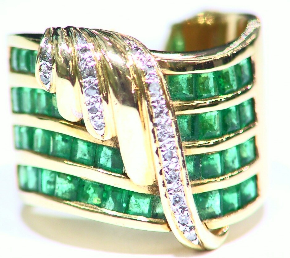 3.00CT 14K Gold Natural Emerald Cut White Diamond Vintage Engagement Ring Band