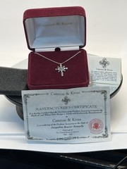 Camrose & Kross CZ Silvertone Cross Necklace JBK Chain COA Jacqueline B Kennedy