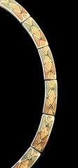 Vintage Art Deco Harlequin Green Beige Enamel Choker Earrings Jewelry Set