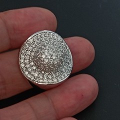Chunky Statement Ring Sterling Silver Dome Pave CZ Cocktail 9.25 Bold Modernist