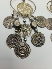 Vintage Bohemian Coin Earrings NonMagnetic Brass Zinc Alloy Chandelier Hoop Boho