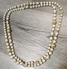 Super Long Japan Beaded Faux Pearl Necklace 53″ Vintage