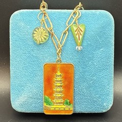 Vintage Estate Assemblage of Charms: Buddha, Pagoda Tower,Thermoset Flowers,OOAK