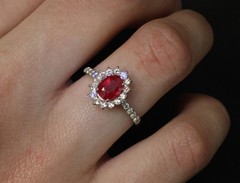 Fine 1.31ct AIGS GIA Pigeon Blood Ruby 0.46ct Diamond Platinum Ring Size 7