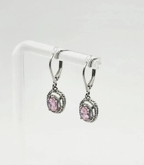 2Ct Art Deco Style Lab Created Pink Topaz Engagement 14K White Gold FN Earrings