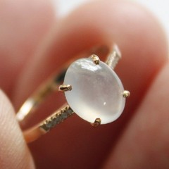 Size 5 3/4 Certified Natural Grade A Icy White Jadeite JADE Diamond 18K Ring