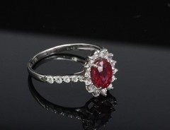 Fine 1.31ct AIGS GIA Pigeon Blood Ruby 0.46ct Diamond Platinum Ring Size 7