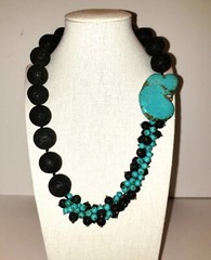 Vintage Lava Turquoise Necklace Kingman Statement Bead Collectible Art Jewelry
