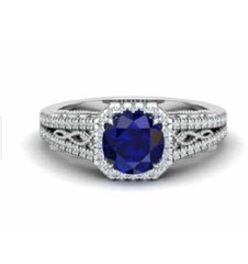 Art Deco Antique Vintage 2.50 Ct Natural Sapphire Engagement Ring 925 Silver