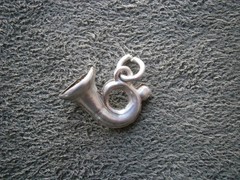 European Post Horn Hunting Horn Vintage 800 Silver Bracelet Charm Pendant