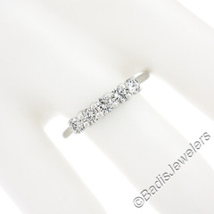 Vintage 14K White Gold 0.60ctw 5 Diamond Prong Set Stackable Wedding Band Ring