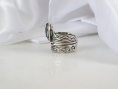 OrPaz 925 Sterling Silver London Blue Topaz Organic Ring Size 6