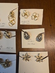 Lot 14 Pairs Vintage TRIFARI Earrings Signed Crown TM 1940s-90s Gold Tone Pearl