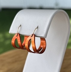 Vintage Copper Orange Hoop Earrings 14KT Wire Posts Retro Mod 1/2” Hoops NOS