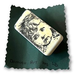 Hand Painted Portrait Brooch Pin Child Folk Art Domino OOAK