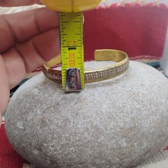 Vtg Sergio Lub Tri-Metal Copper Brass Sterling Silver Cuff Bracelet Size 6″