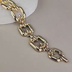 Vintage Chain Bracelet 21mm Glossy Gold Tone 7.25″