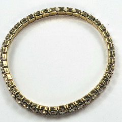 Prong Set Clear Rhinestones Gold Tone Stretch Tennis Bracelet 7.-8.5 In 4mm Wide