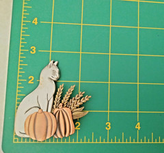 Vintage Multi-Metal Cat with Pumpkins Cat Brooch (160 – 2360)