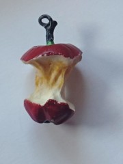 Vintage 1970s Apple Core Pendant HAND PAINTED HIPPIE LOVE FESTIVAL JEWELRY