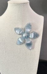 VNG Pastel Blue & Rhinestone 3 1/4” Lucite Brooch – All Original- Excellent