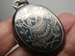 Victorian Antique Niello Sterling Silver 925 Ornate Pendant Locket
