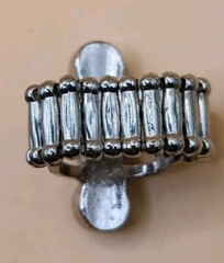 Vintage 3 Red Lucite Faux Stone Stretch Ring Silver tone One Size Fits All
