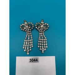 Vintage Rhinestone Dangle Earrings Silver Tone Clear Crystal Glam Party