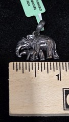 Silver Elephant & Baby Elephant Charm Pendant, No Stone, Unisex Adults