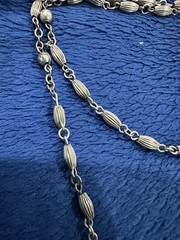 Sterling Silver 925 Fluted Rosary Bead Necklace, 32in Long, 26g