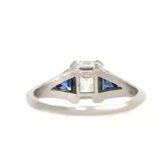 Art Deco Style Emerald Cut Lab Created Diamond 925 Silver Engagement Ring