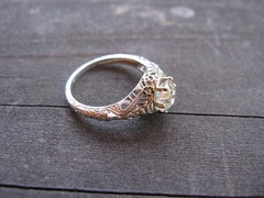 Art Deco Round Cut Lab Created Diamond 14K White Gold Finish Gift wedding Ring