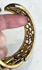 Vintage Gold Tone Bangle Bracelet Round Pear Heart Oval Floral Design Art Deco