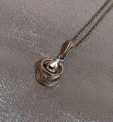 Vtg Sorrento Sterling Filigree Open Teardrop, Cubic Zirconia Pendant Necklace