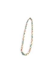 Vintage Pastel Beaded Necklace Barrel Clasp Gold Tone 12in