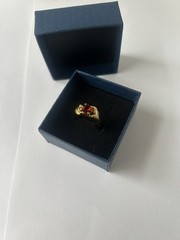 Vintage Red Cubic Zirconia Ring Gold Plated Womens Size 7.5