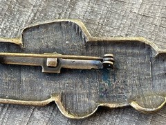 VTG 1950s Cadillac convertible brooch/pin metal alloy dark bronze color 3 1/8 L