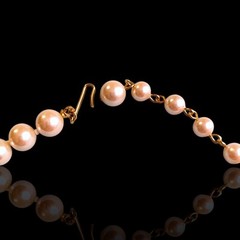 Vintage MCM Glass Pearl Choker 15in Gold Tone