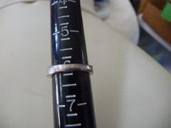 SILVER TONE BAND w SQUARE SHAPE FAUX DIAMONDS RHINESTONES Sz 6 #1/3A