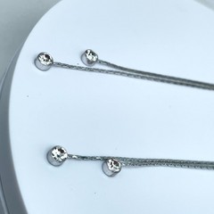 Silver-Tone Bezel Faceted Rhinestone Dangle Long Linear Drop Clip-On Earring